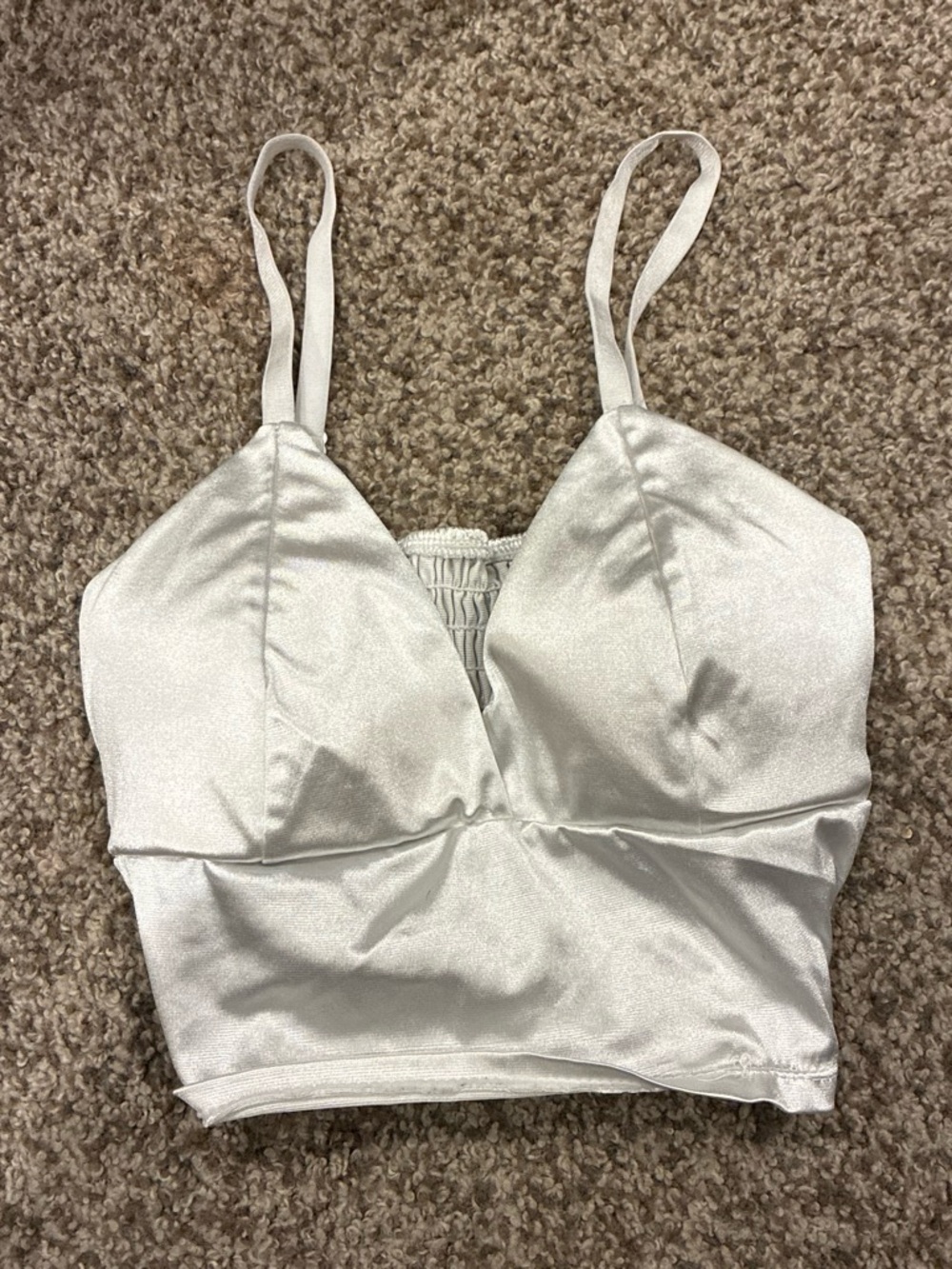 White Satin Bralette Crop Top